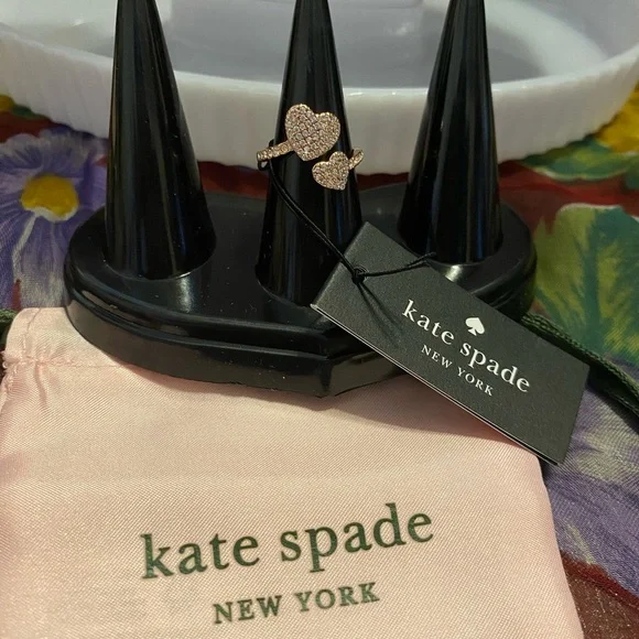 NEW- Kate Spade ♠️ New York Yours Truly Pave Heart Ring Size: 5 Rose Gold